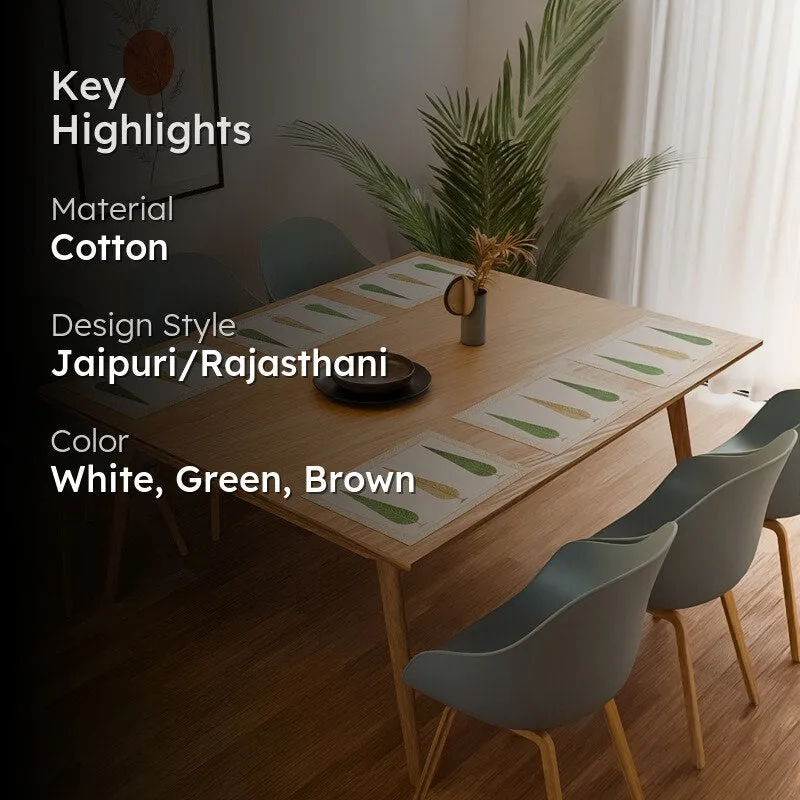 Tropical Leaf Cotton Table Mat (Brown) - Set Of Six media 2
