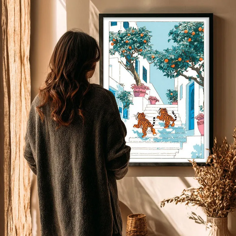 Amber Orbs Canvas Wall Painting - Black Frame media 4