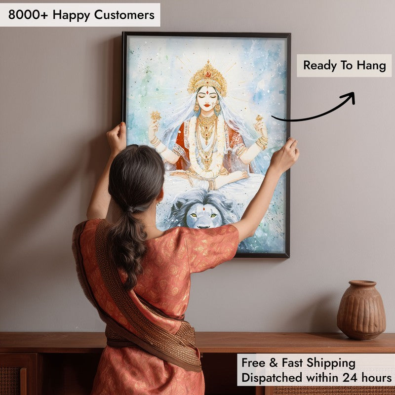 Shakthi Spiritual Archival Paper Wall Painting With Frame - Black media 6