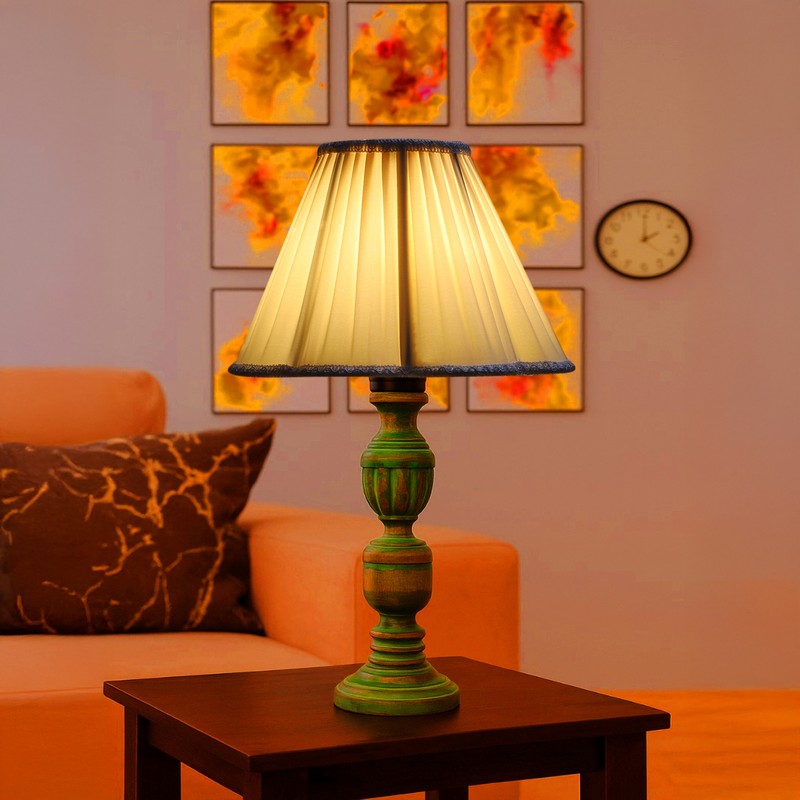 Arvello Rivo Wooden Table Lamp - OffWhite
