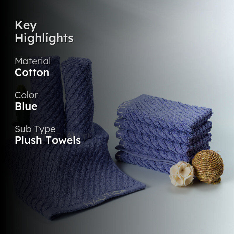 Nautica Riviera Soft Cotton Face Towel (Light Blue) - Set Of Eight media 2