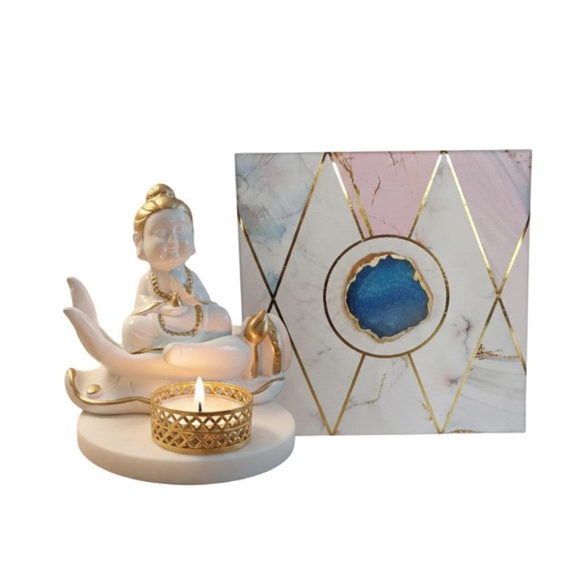 Buddha Hand Resin Round Tea Light Candle Holder media 8