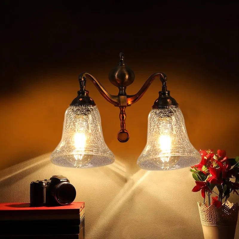 Crystal Flare Antique Dual Shade Glass Wall Lamp media 5