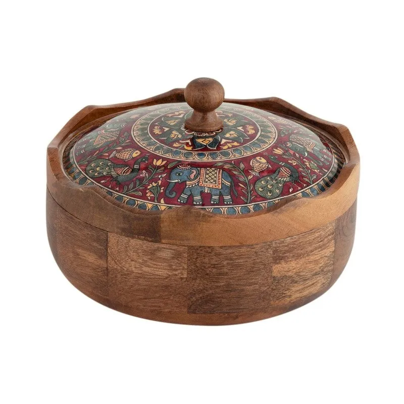 Mithila Wooden Masala Box with 7 Containers - Nine Piece Set media 5