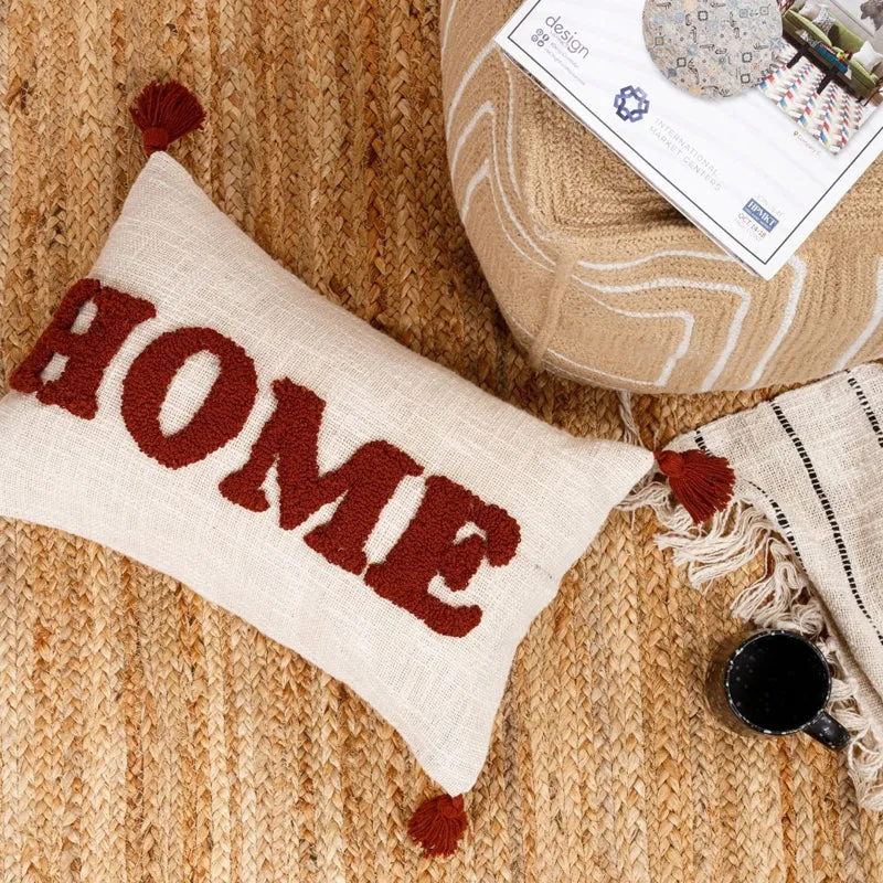 Home Tassle Tufted Cushion Cover Set (Maroon) - Set Of Two media 5