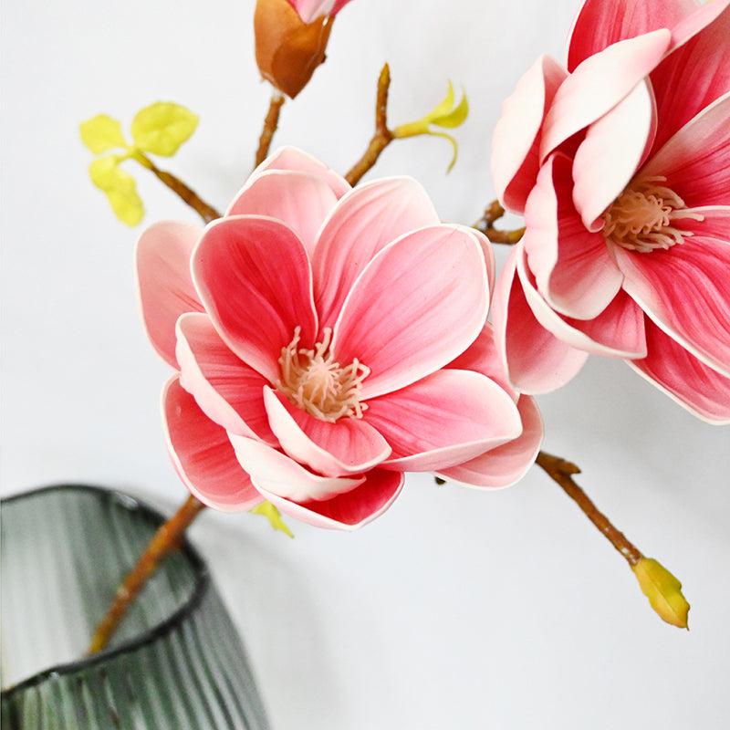 Faux Realistic Magnolia Flower Stick - Pink media 3