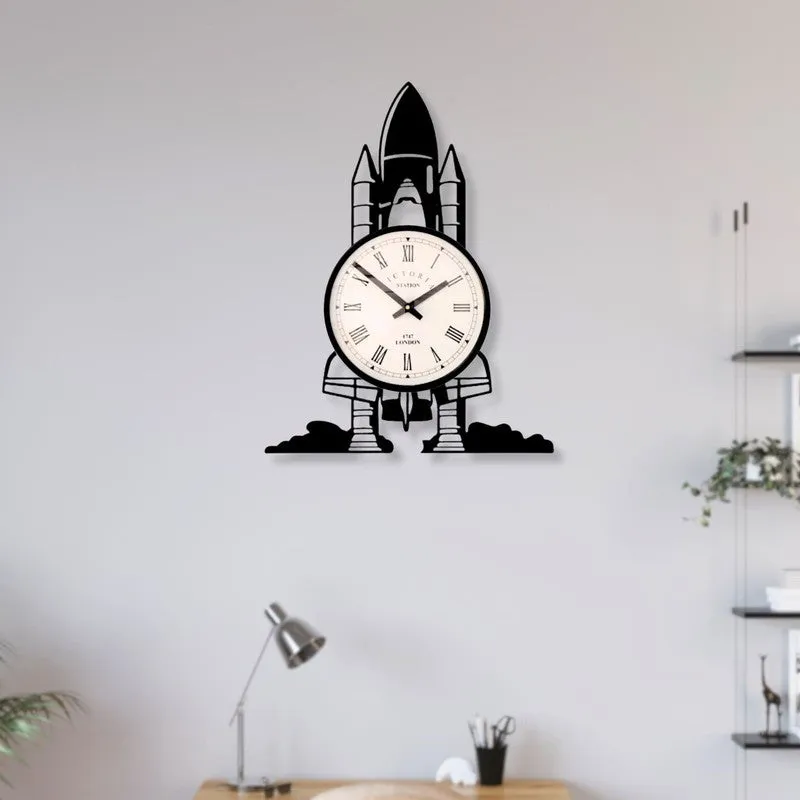 Rocket Steel Analog Wall Clock - Black media 3