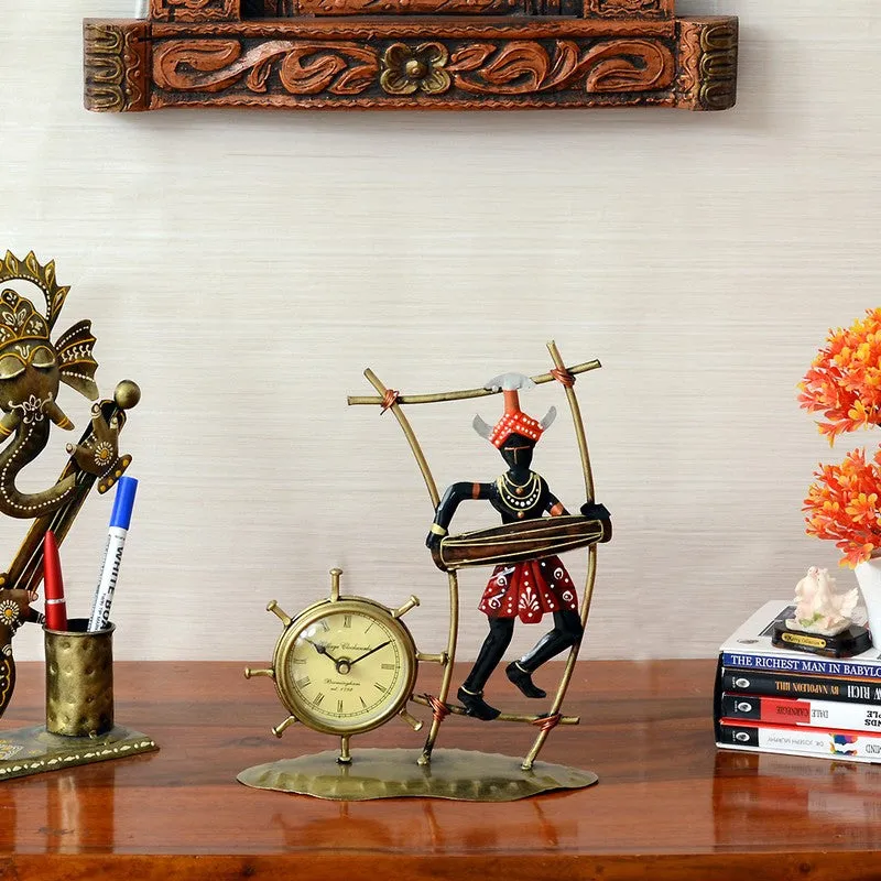 Tribal Lady Artistic Decor Metal Table Clock media 1