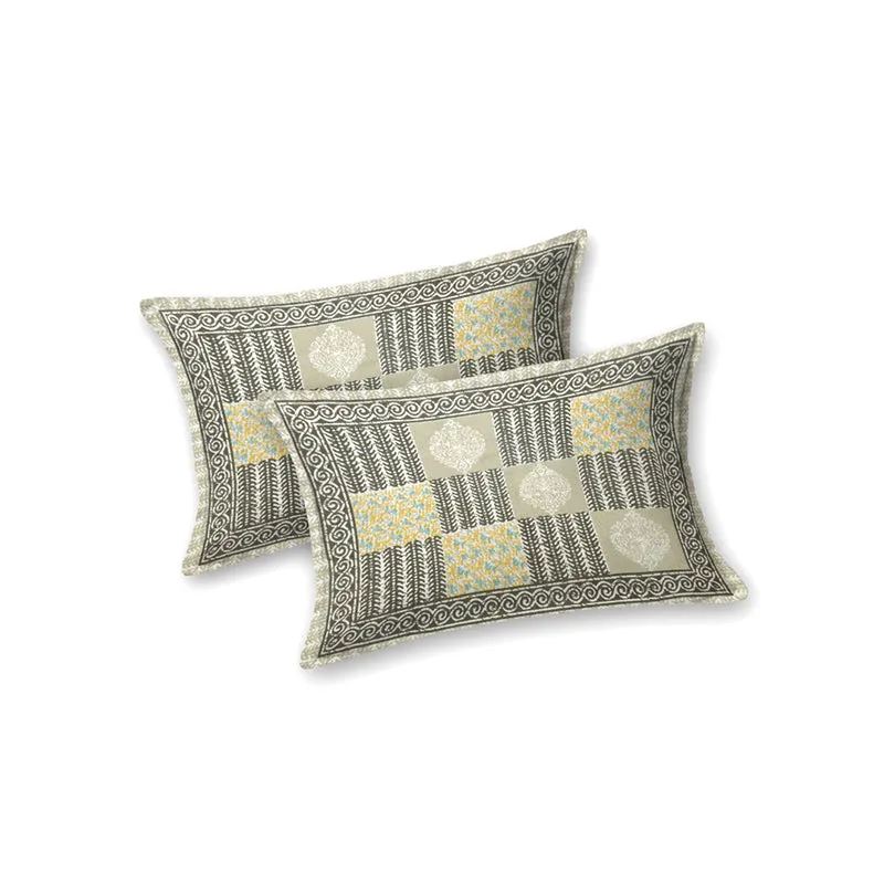 Symmetry Sleep Geometric Cotton Bedsheet (Grey) - 140 TC media 5