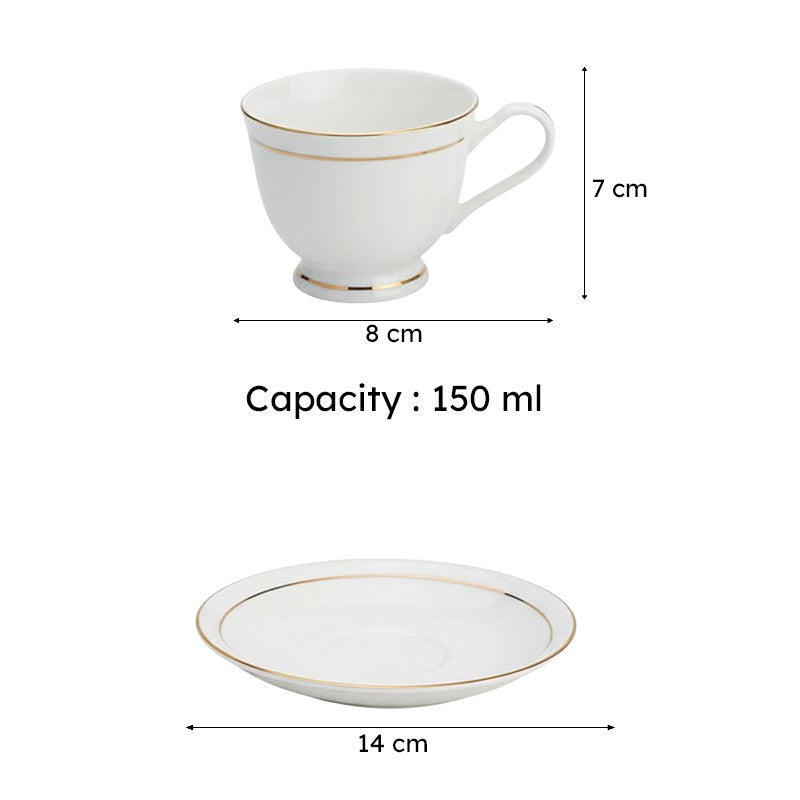 Echo Bone China Cup & Saucer (150 ML) - Twelve Piece Set image 6