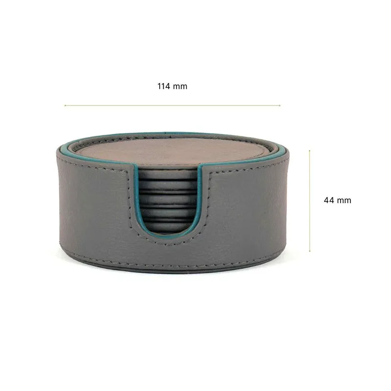 Tisca Faux Leather Coaster (Grey) - Seven Piece Set media 9