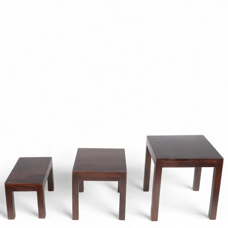 Sverox Sheesham Wooden Side & Bedside Table (Taupe) - Set Of Three media 4