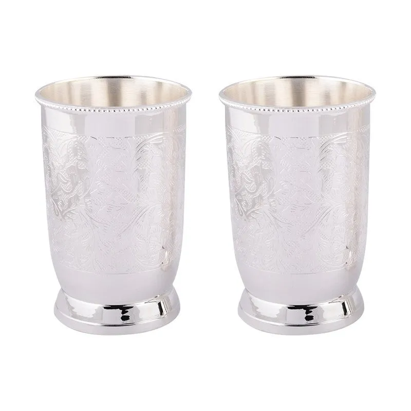BrightSip Silver (Plated Drinking Glass (300 Ml Each) - Three Piece Set media 9