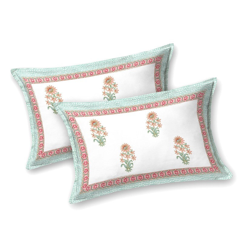 OvoFloro Handblock Printed Cotton Bedsheet (Pink) - 400 TC media 4