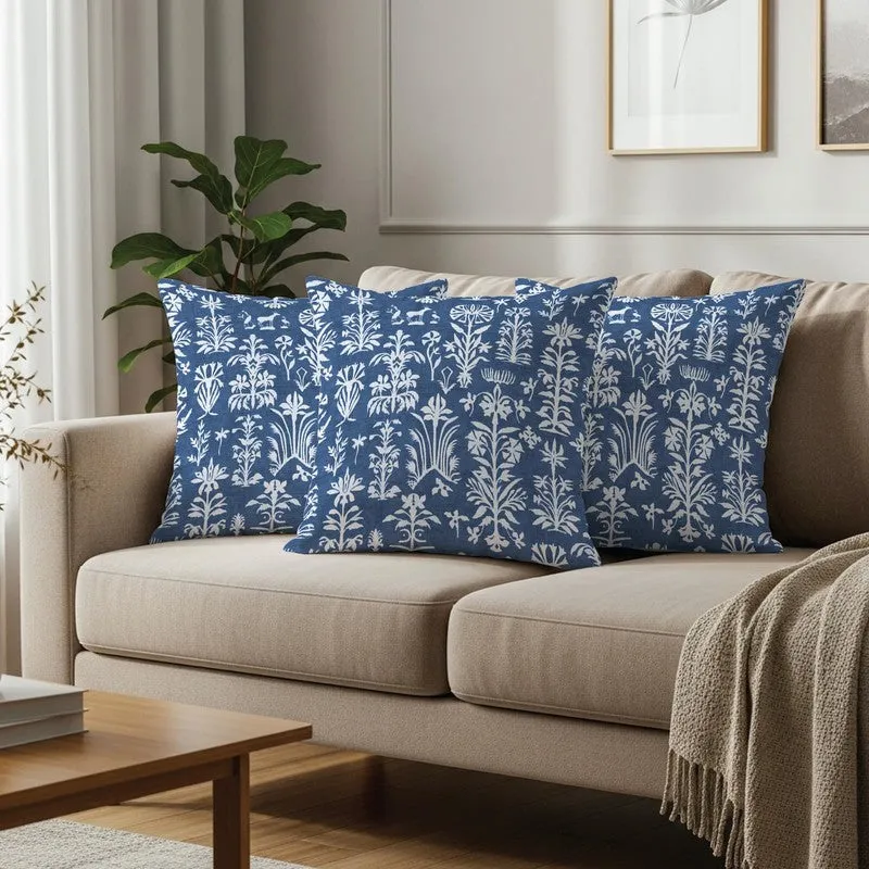 Urban Space Softiq Blue Cotton Cushion Cover Set - Set of Three media 1
