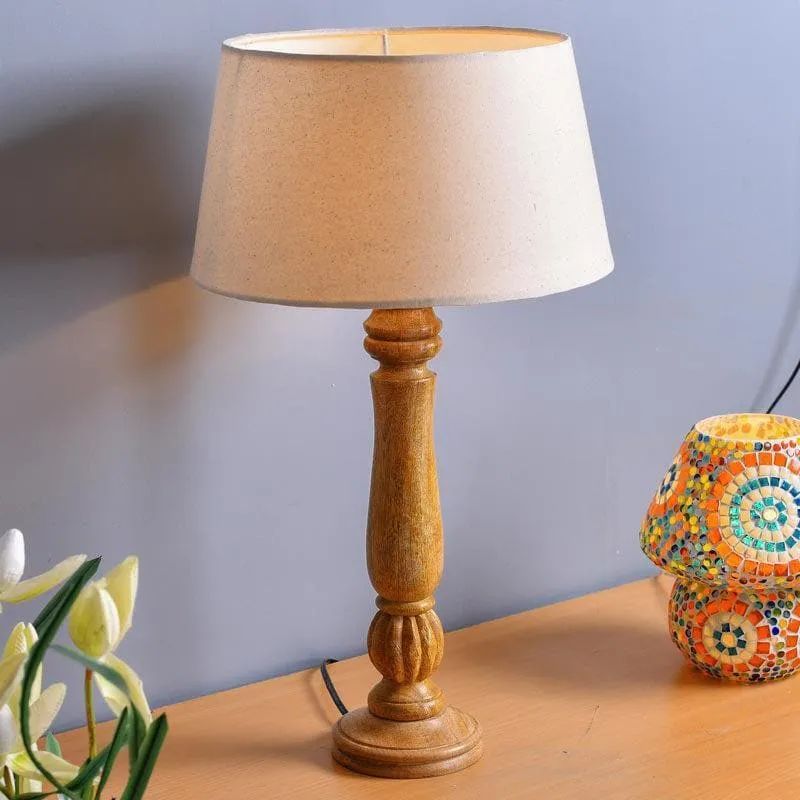 Rustic Elegance Fabric Table Lamp - Brown,White media 3
