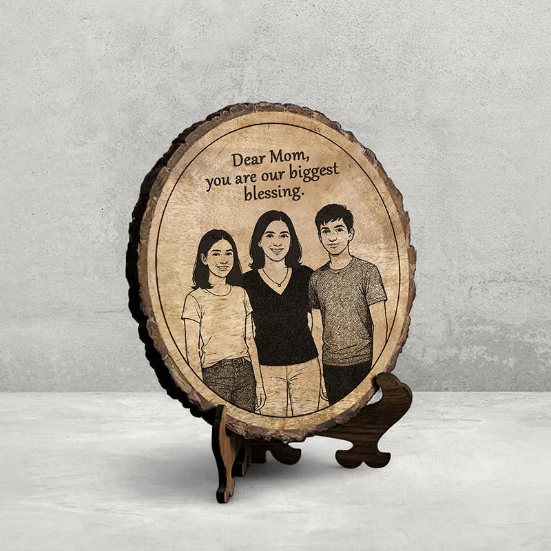 Mom: Our Biggest Blessing Wood Showpiece - Round media 3