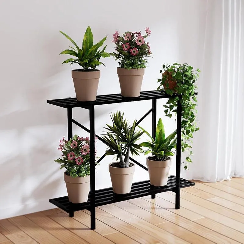 Black Bloom Metal Planter Stand media 1
