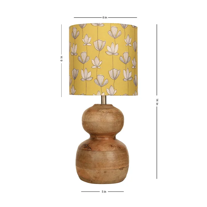 Simona Flora Fabric Table Lamp with Wooden Base - Yellow media 5