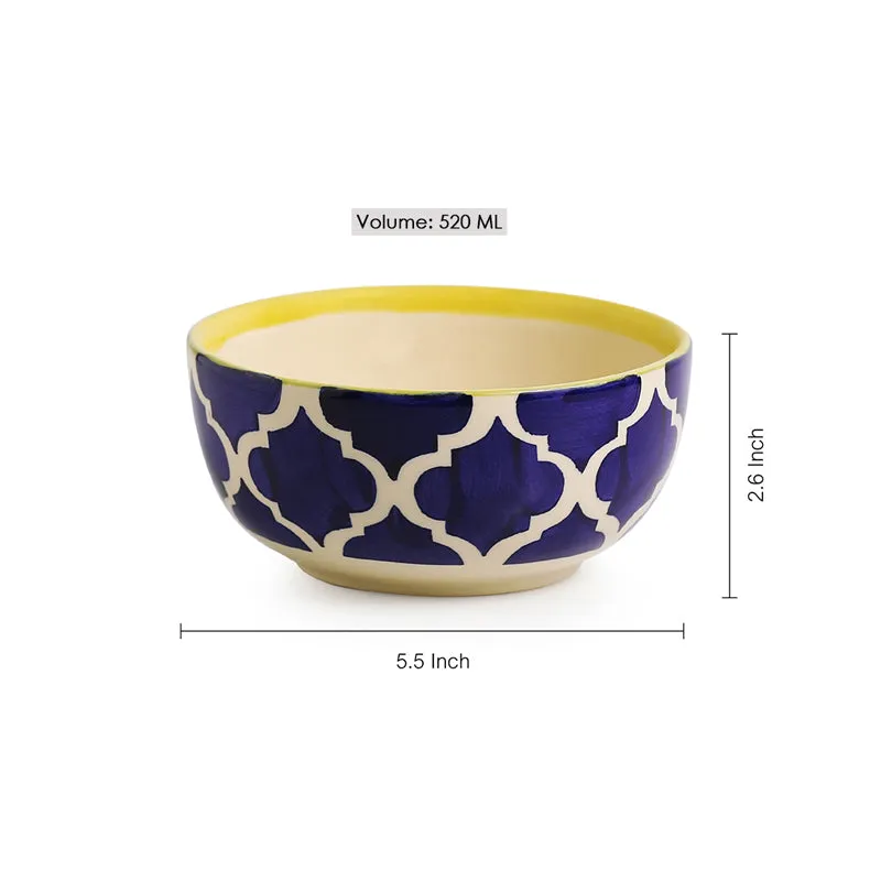 Moroccan Mile Handpainted Ceramic Serving Bowl (520 ML) - Set Of Two media 6