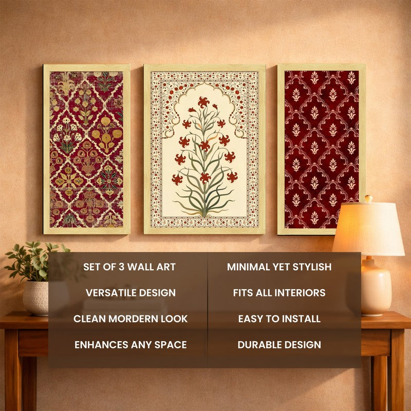 Floral Heritage Wall Art With Frame - Set of Three media 5