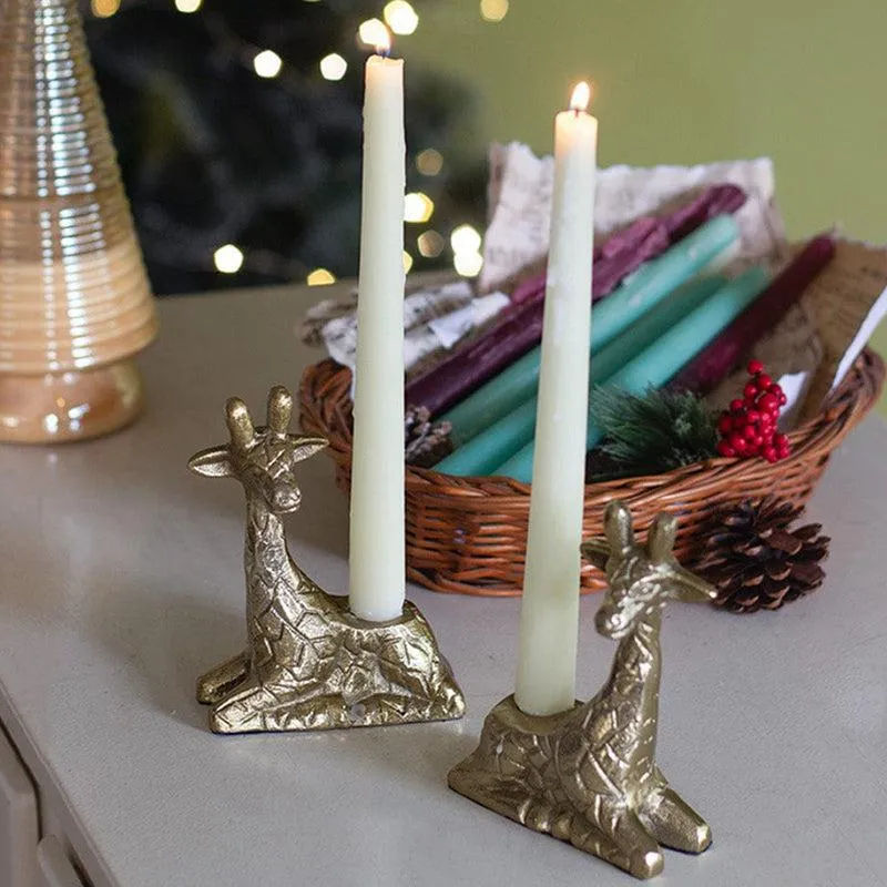 Longneck Glow Brass Candle Holder - Set Of Two media 1