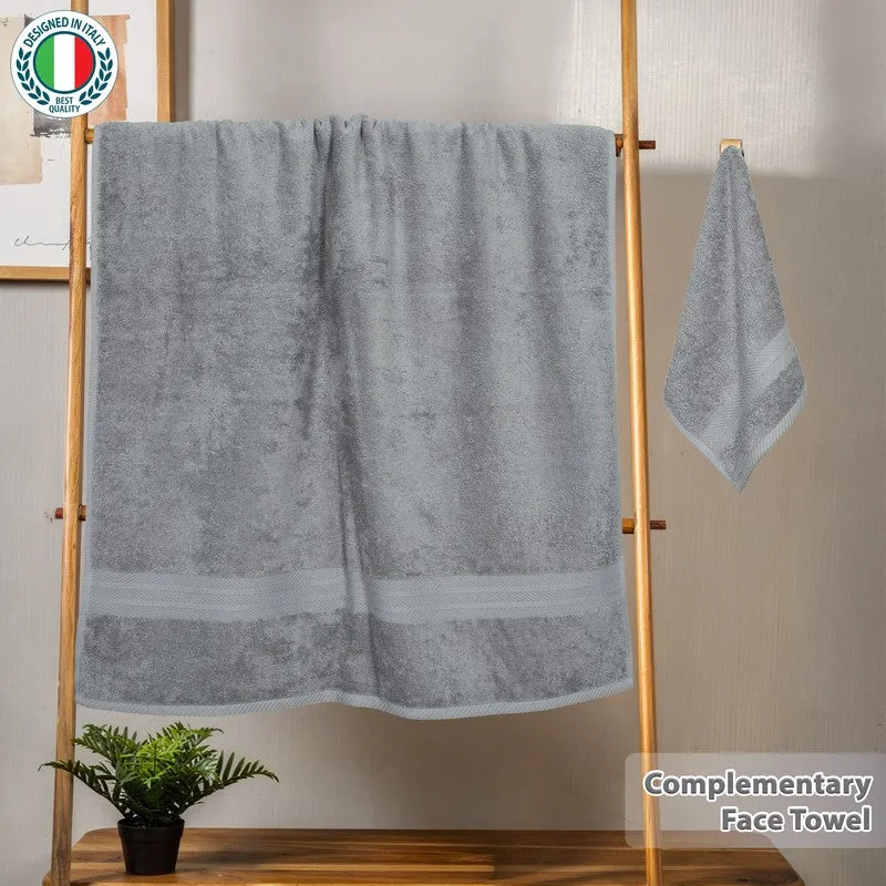 PlushAura Cotton Bath Towel (Grey) media 3