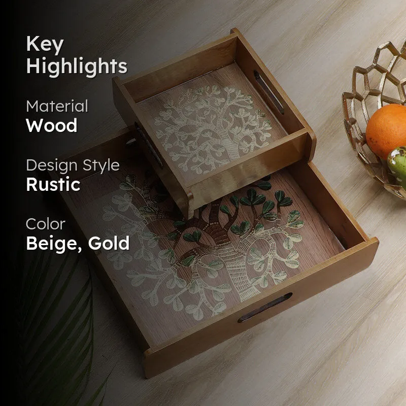 Sona Patta Wooden Serving Tray - Set of Two media 2