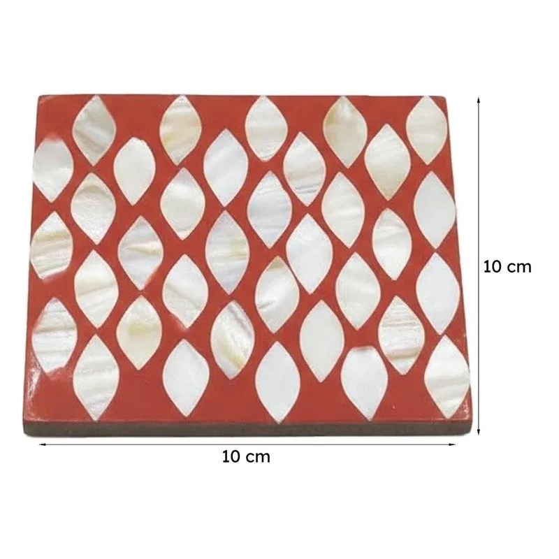 Celestria Mother Of Pearl Coaster (Red) - Set Of Two media 7