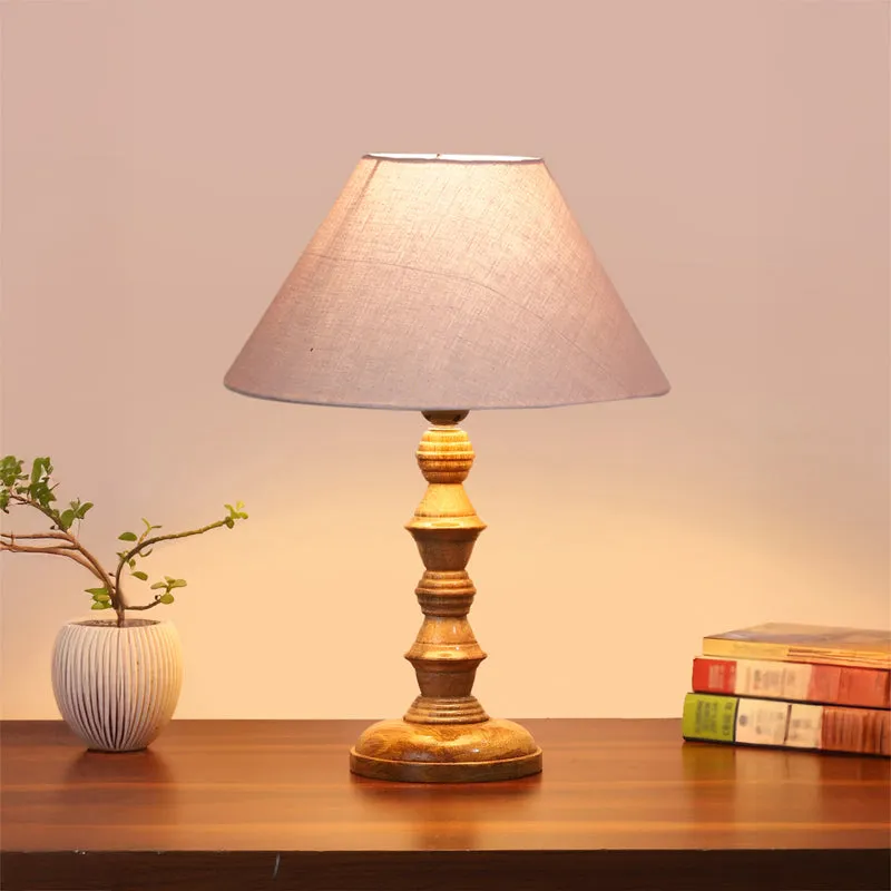 Cotin II Timber Wooden Table Lamp - Grey,Brown media 2