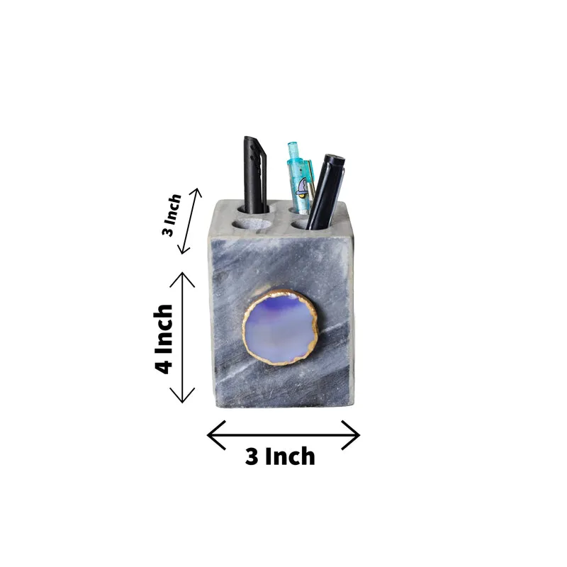 Neiro Marble & Agate Stationary Holder - Blue media 6
