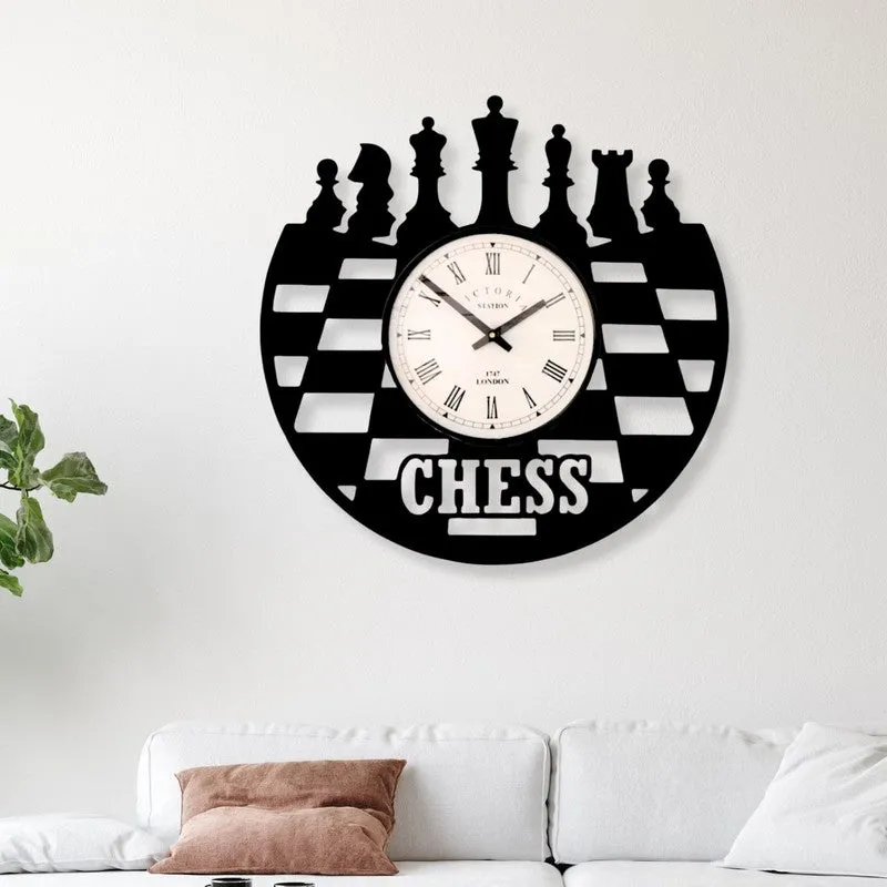 Checkmate Steel Analog Wall Clock - Black media 1