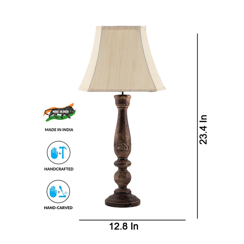 Nihara Nesa Wooden Fabric Table Lamp - Beige,Brown media 4