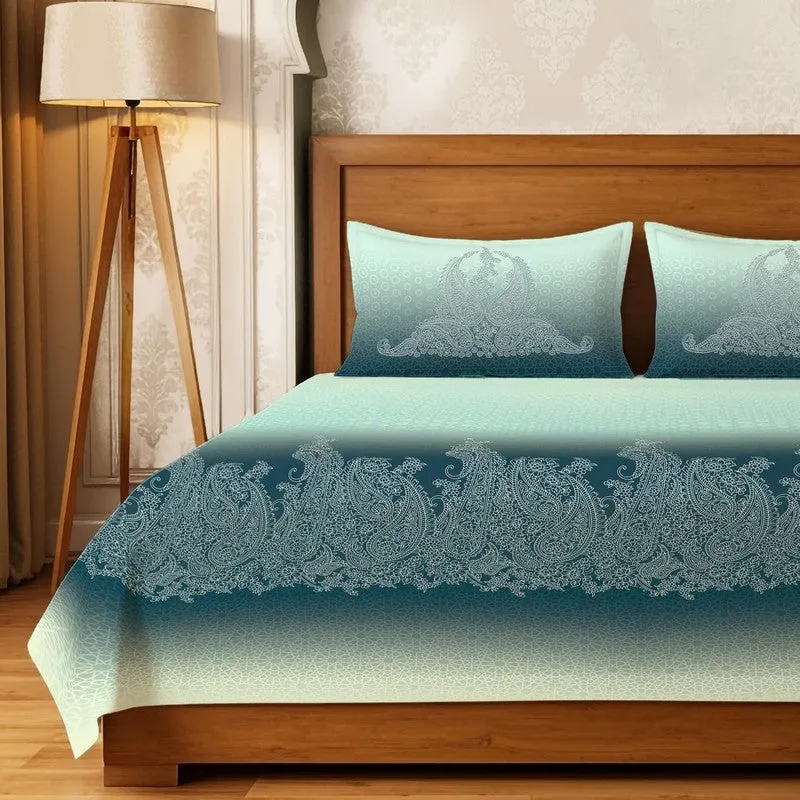 Urban Space Mrinal Calm Cotton Bedsheet (Blue) - 300 TC media 3