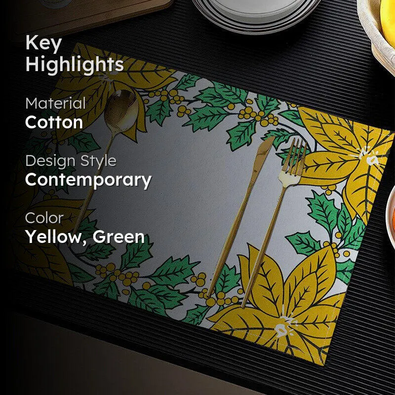 Acora Floral Placemat (Yellow) - Set of Two media 2