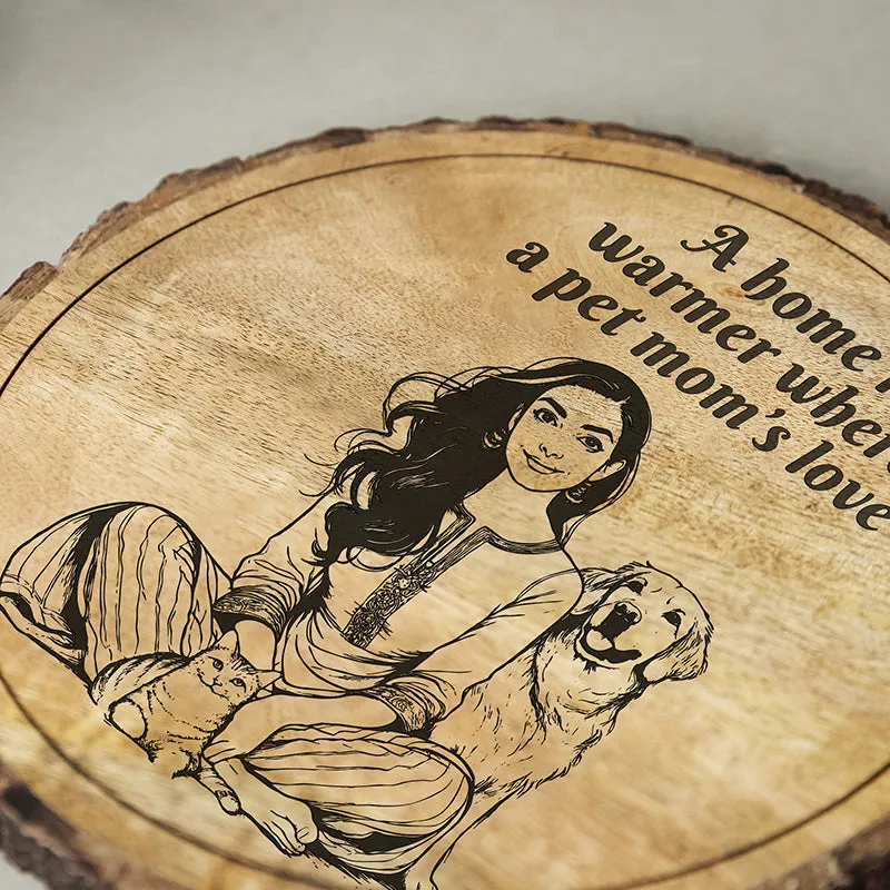 Pet Mom's Love Wood Showpiece - Round media 4