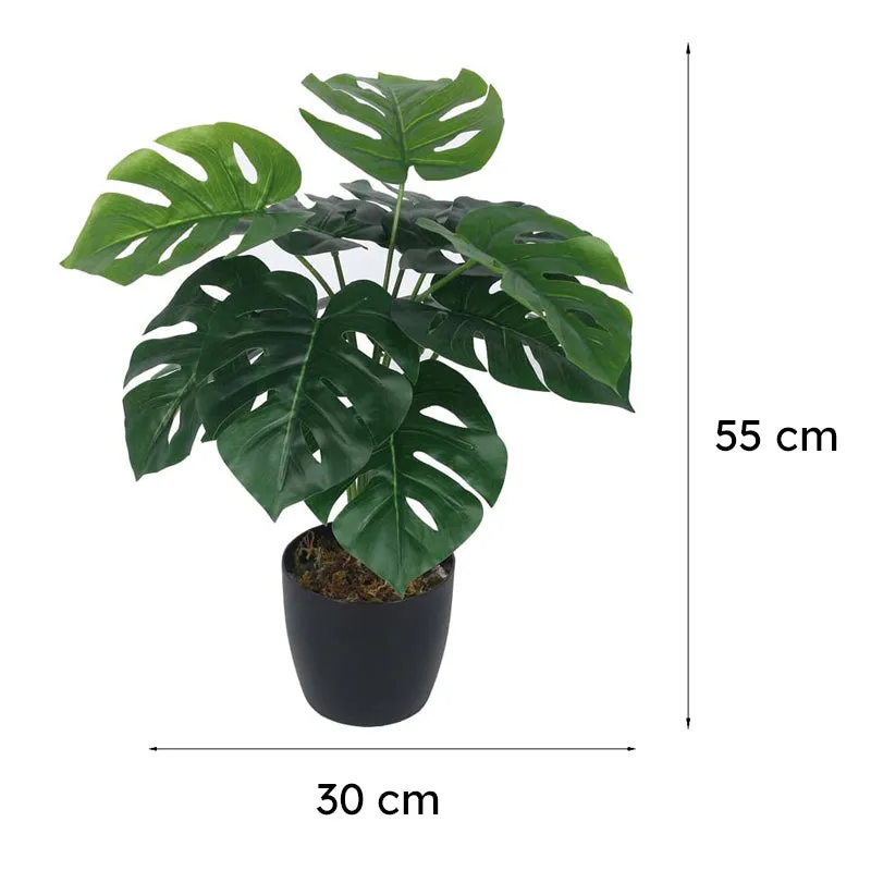 Lush Tropiks Artificial Mostera Plant With Black Plastic Pot -  1.8 Feet media 7