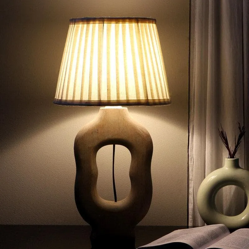 Vesara Tissle Fabric Table Lamp - White,Brown media 1