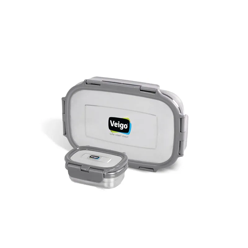 Delico Pack Grey Lunch Box With Insulated Pouch (775/150 mL) - Three Piece Set media 4