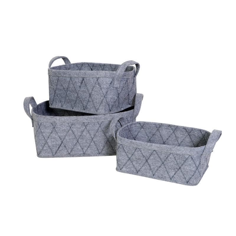 Rhombus Felt Storage Basket - Set Of Three media 3