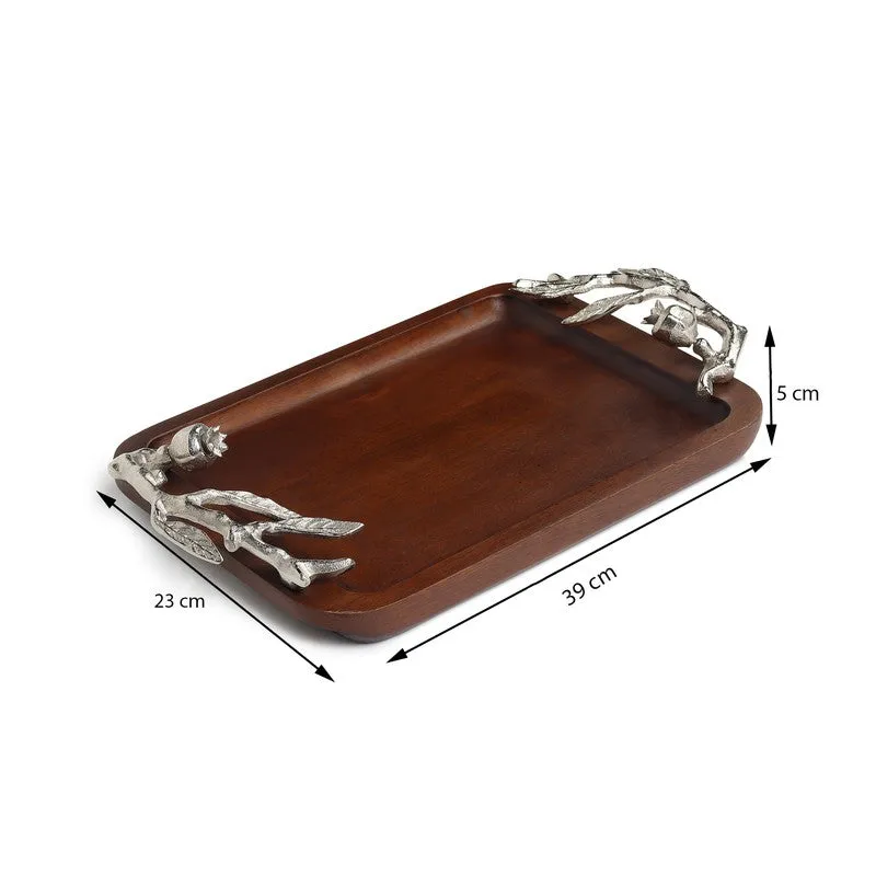 Grain Edge Wood Serving Tray - Silver,Brown media 9
