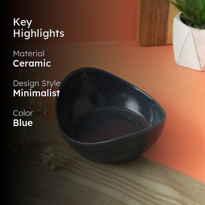 Earthy Blue Oval Serving Bowl media 2