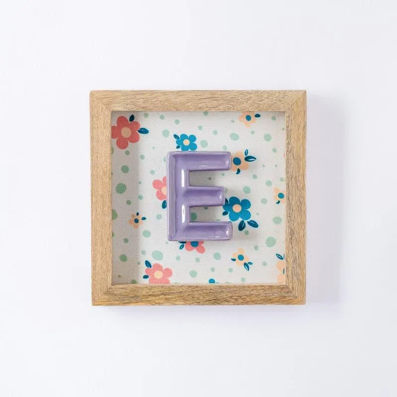 (E) Mini Mottled Mono Ceramic & Wooden Wall Accent - Purple media 1