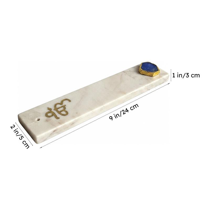 In Onkar Marble Incense Holder With Agate Plating - Blue media 6
