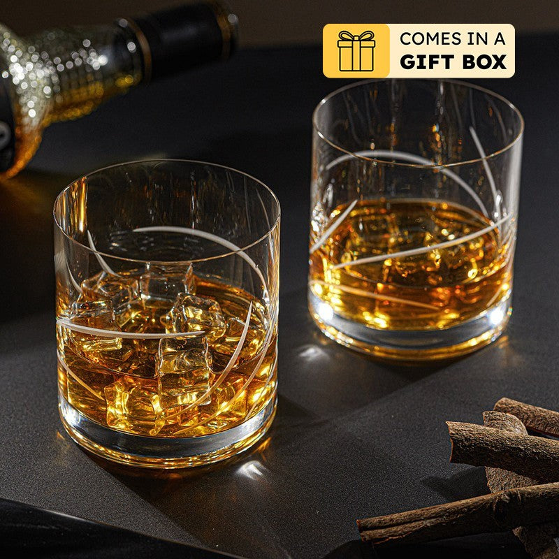 Abstract Gleam Whiskey Glasses (285 mL Each) - Set Of Two
