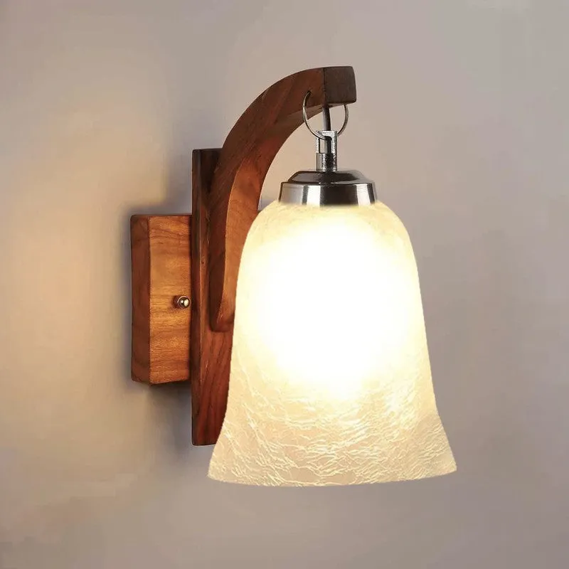 Crystal Bloom Rustic Wooden Glass Wall Lamp media 6