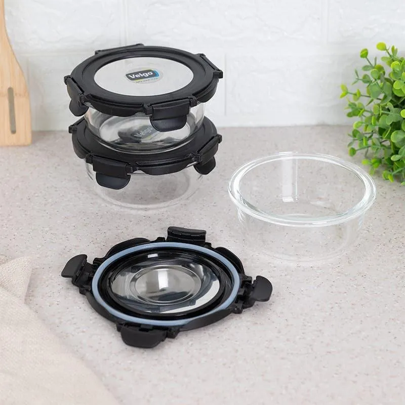 Lip Smack Black Glass Lunch Box (400 ML) - Set Of Three media 7