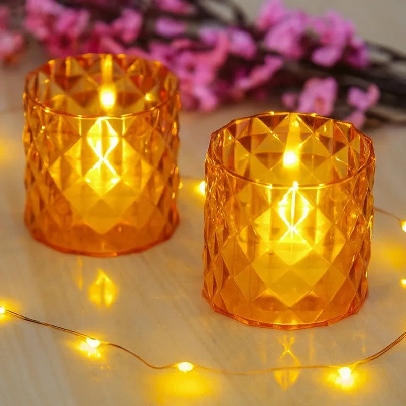IllumiCraft Multi Design Tea Light Holders (Yellow) - Set Of Two media 1