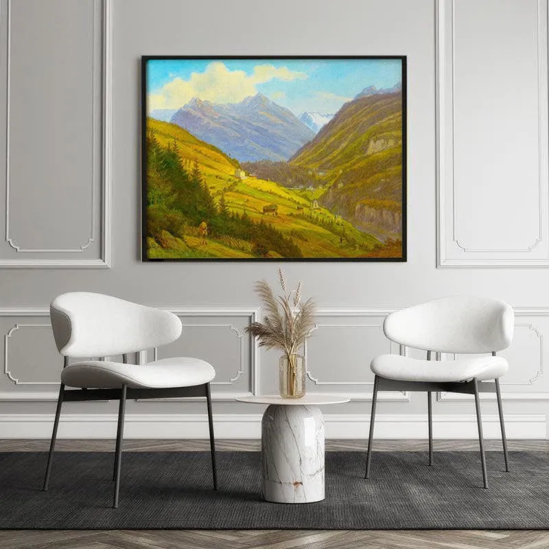 Mountain Valley Wall Painting - Black Frame media 5