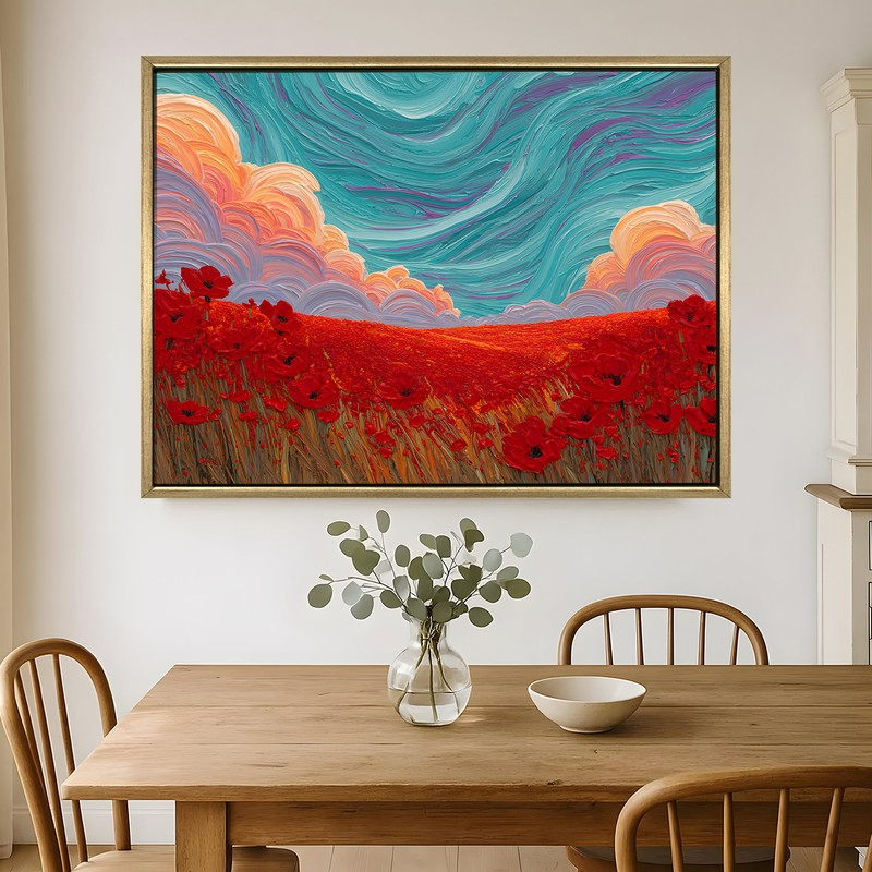 Scarlet Serenity Canvas Wall Painting With Frame
